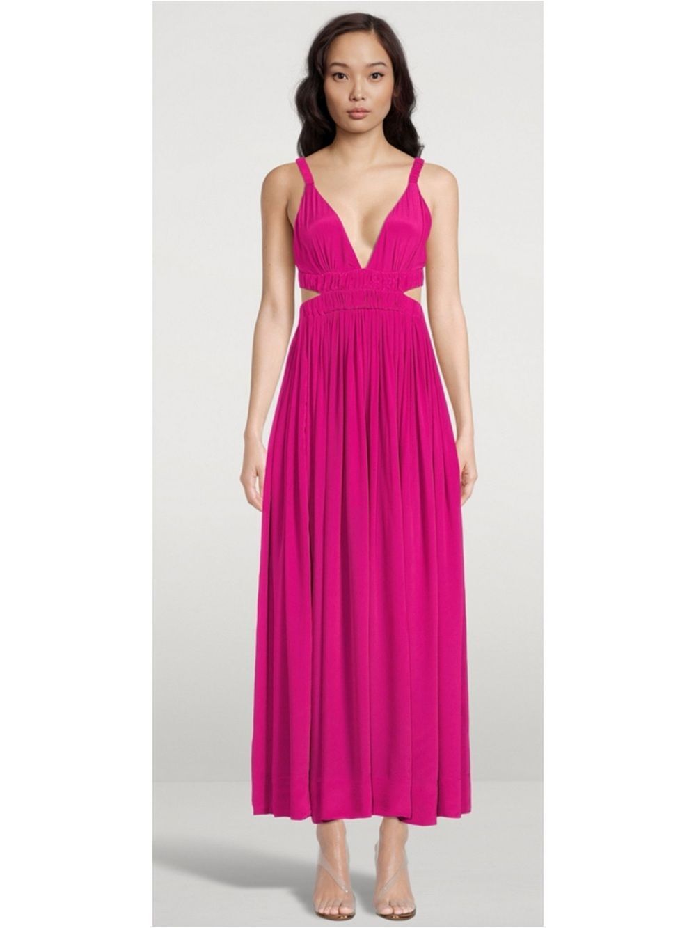 $745 Magali Pascal Women Black Jillian Magenta Cutout Maxi Dress Size X-Small
